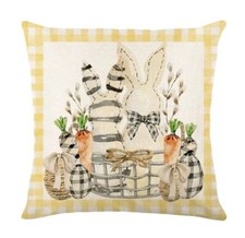 Bunny Picnic Garden Spring Easter Throw Pillow Cover Holiday Spring Home Decor