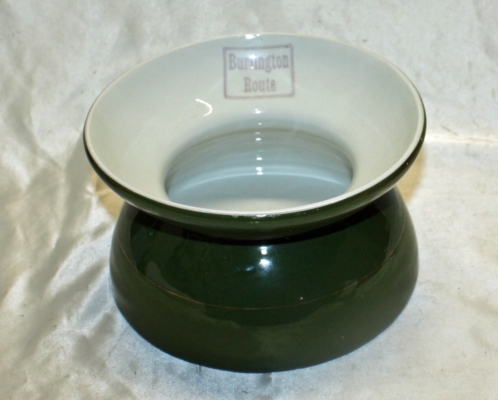 Rare 7" Diameter Burlington Route Railroad Spittoon by Hall Pottery