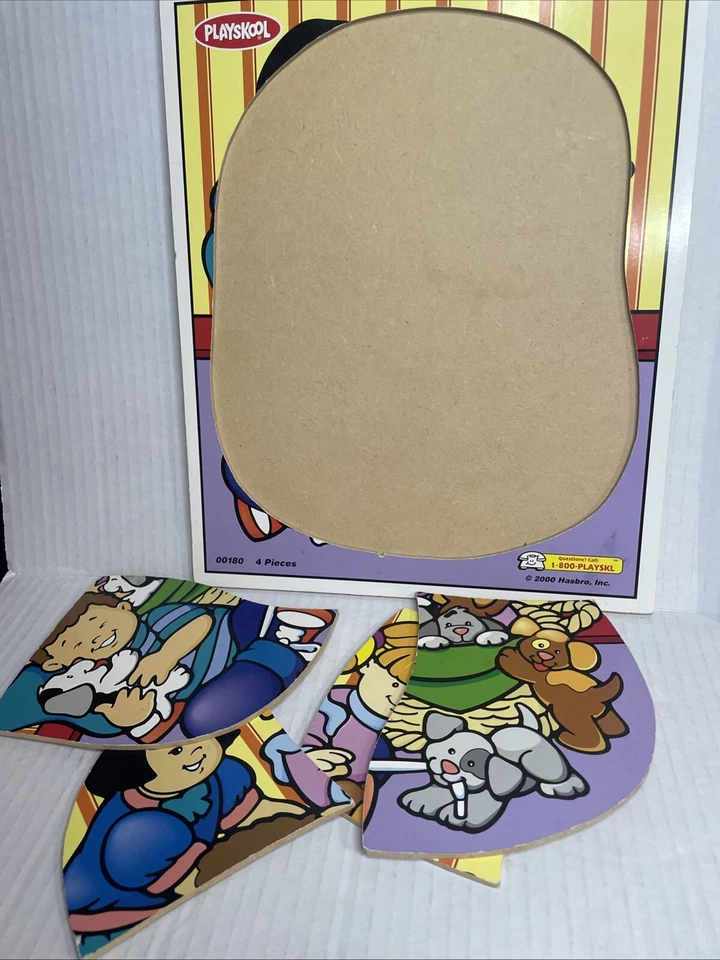 Playskool Hasbro quadro bandeja quebra-cabeças de madeira lugares para ir filhotes pré-escolar 4 peças - Imagem 4 de 4