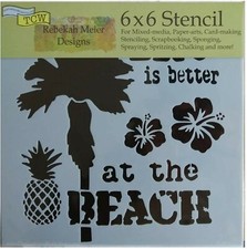Palm Tree Tropical Beach Stencil 6x6 Hibicus Flower Pineapple Template Crafters
