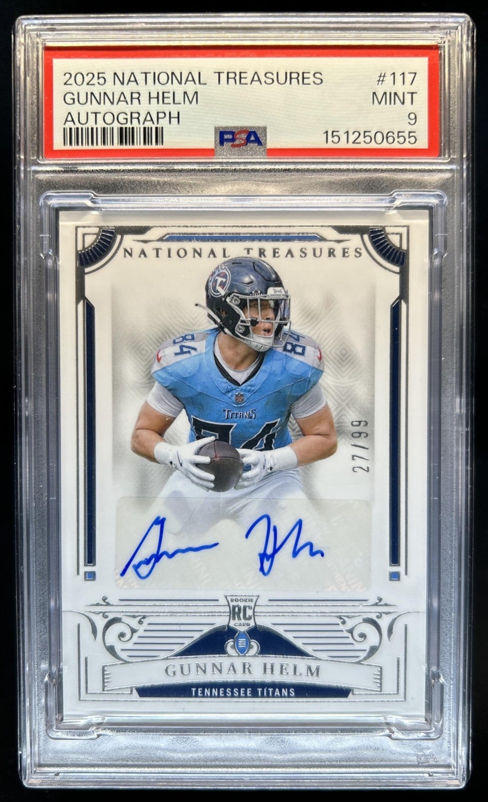 Gunnar Helm Panini National Treasures #117 Autograph