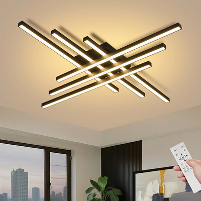 43'' Black Modern LED Ceiling Light with Remote 3000K/4500K/6000K Close to Ceilin
