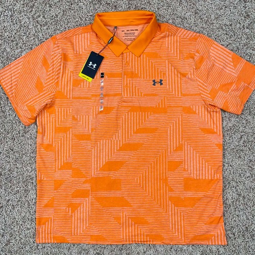 Under Armour Men's Playoff Geo Jacquard Soft Polo Shirt Orange, Size 3XL (New)
