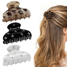 3Pcs Women's Artificial Gemstone Hair Clip, Rhinestone Multicolor