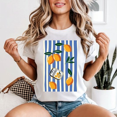 Sardinen Meeresfrüchte Essen Damen T-Shirt gestreift Grafikdesign