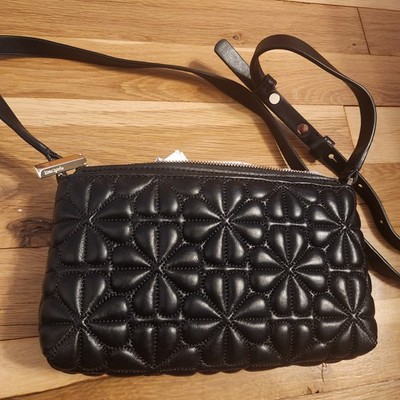 Kate Spade Black Quilted Leather Bloom Crossbody