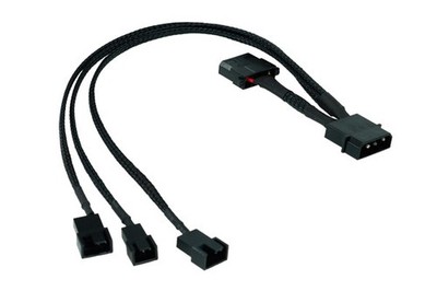 Y-Adapter 4Pin Molex auf 2x 4Pin PWM und 3Pin 30cm, Lüfter Kabel, Y-Kabel,Kühler