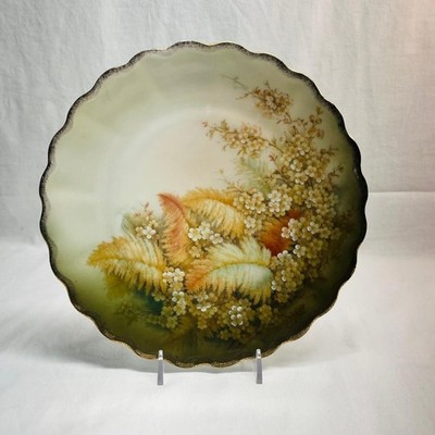 VINTAGE The Ferne Bavarian Floral Fern Plate Signed Germany 8''Dia x 3/4''H *READ*