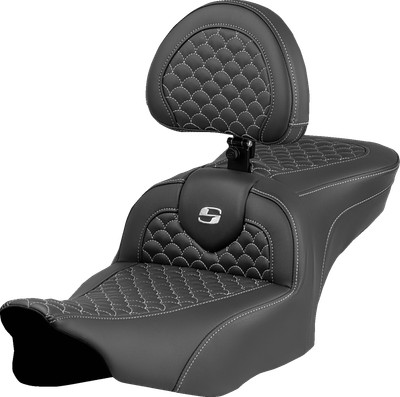 SADDLEMEN Roadsofa* Fits Seat - Dragon Scale Stitch - Silver Stitch - W/