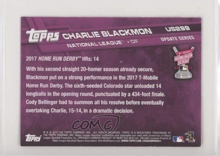 2017 Topps Mini Update Series Orange /25 Charlie Blackmon #US299 - Image 2 of 2