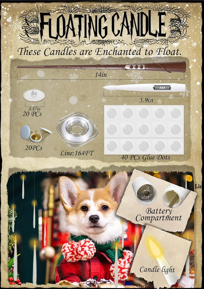 Decoraciones de Navidad, 20 Piezas Velas Flotantes con Varita Velas Colgantes Mágicas,  Foto 2 de 4