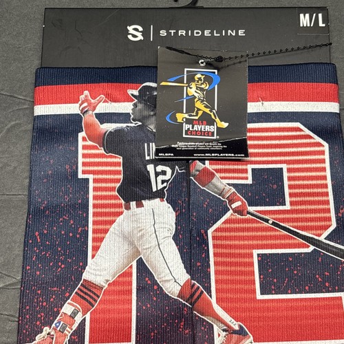 STRIDELINE MLB Francisco Lindor Cleveland Indians SOCKS M/L NWT UNISEX Mr Smile - Picture 2 of 7