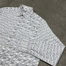 Ted Baker London Shirt Mens 4 Large White Gray Abstract Long Sleeve Button Up