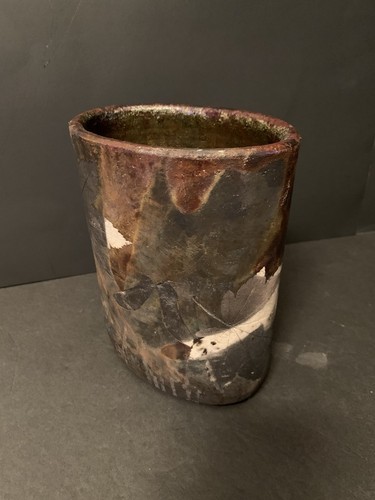 Vintage Deal Raku Pottery Piece Signed by Artist Dated 1985 Earth Tones Leaves - Picture 5 of 17