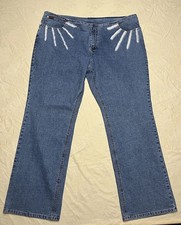 Vintage FUBU The Collection Denim Jeans Womens Size 22W 44x33 Embroidered EUC