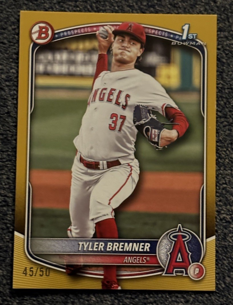 Tyler Bremner 2025 Bowman Draft #BD-37 1st Prospect Gold Border Paper /50 Angels