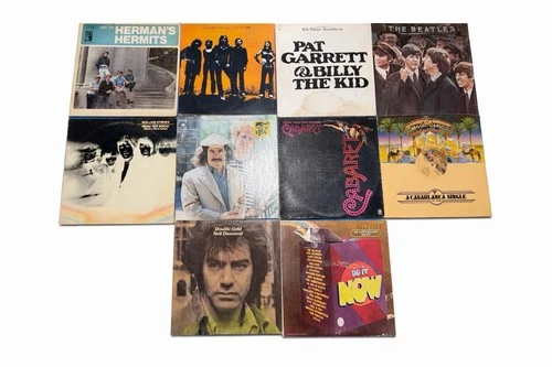 Vintage Vinyl Record Lot Beatles Bob Dylan Neil Diamond Rolling Stones Cabaret
