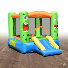 Kids Inflatable Bounce House with Slide and Basketball Hoop, Durable Oxford Clot