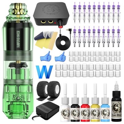 Tattoo Kit Wormhole Rotary Machine Complete WTK159, Green 