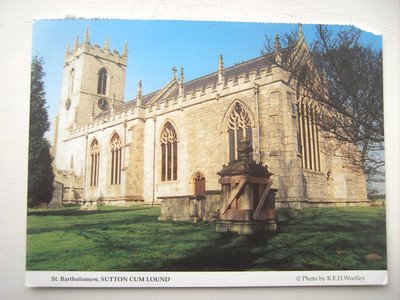 St. BARTHOLOMÄUS-Kirche, SUTTON CUM LOUND. Kleiner Platz, rar. Southwell, Notts