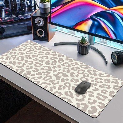 40*90cm Extra Large Gaming Mouse Pad & Keyboard Mat, Minimalist Leopard Print De