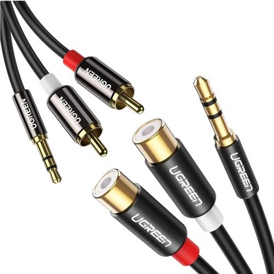 UGREEN Bundle 3.5mm Male to 2RCA Female Cable and Black 
