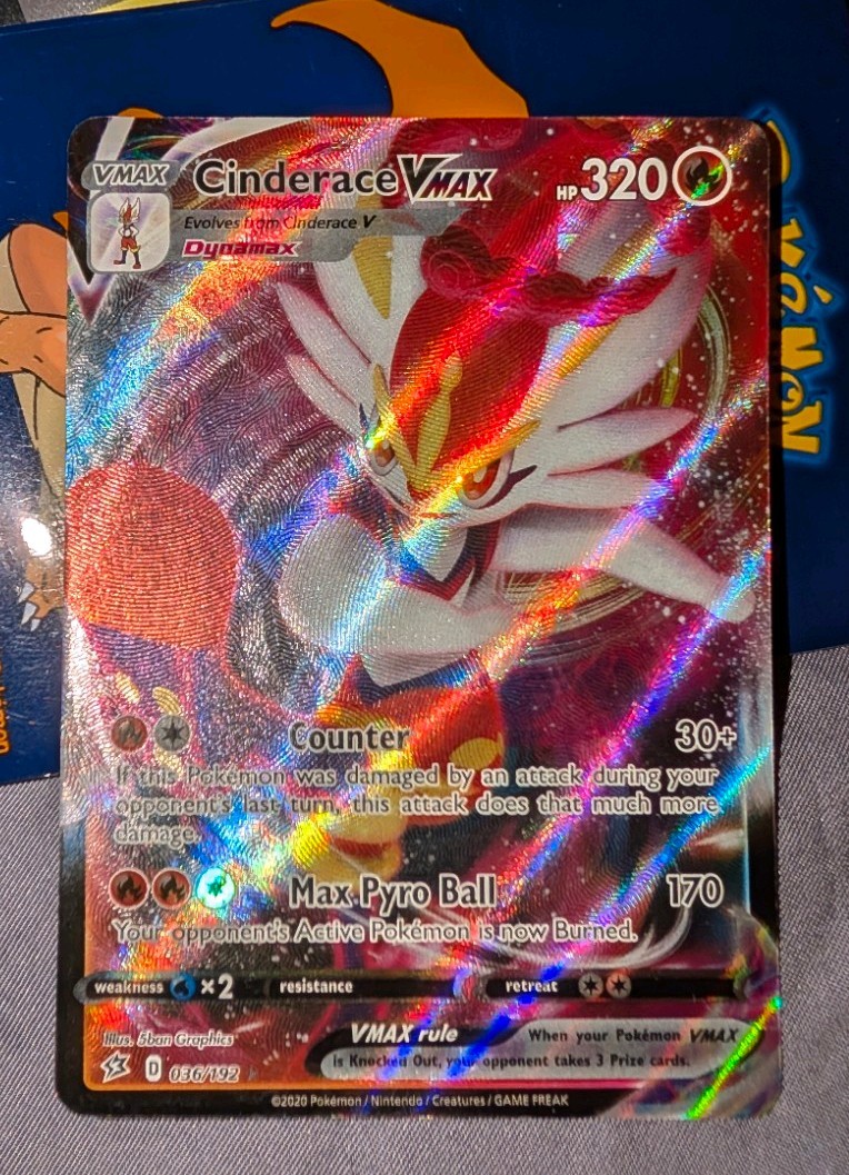 Pokémon - 036/192 Cinderace VMax SWSH02 Rebel Clash Ultra Rare Holo NM TCG