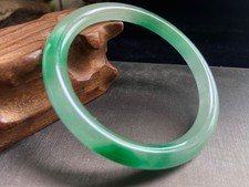 Certified Natural Grade AAA Ice Green Burmese Jade jadeite bracelet 54MM2490