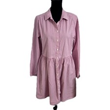 J. Crew Collared Mini Shirtdress Pink Ivory Stripe Womens 6