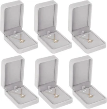LETURE 6 Pieces Velvet Jewelry Gift Boxes for Necklace Pendant Box-6PCS-GREY 