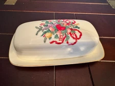 Holiday Butter Dish by Classic Traditions Cranberry Hill