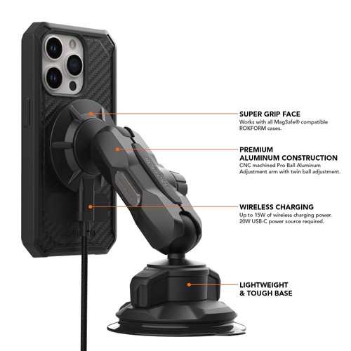 Rokform New 2025 Magnetic Windshield Car Charger Lightweight 15W Charge Power - Picture 2 of 3