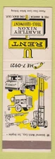 Matchbook Cover - U Rent Hartley Nixon Tools Equipment Long Beach CA