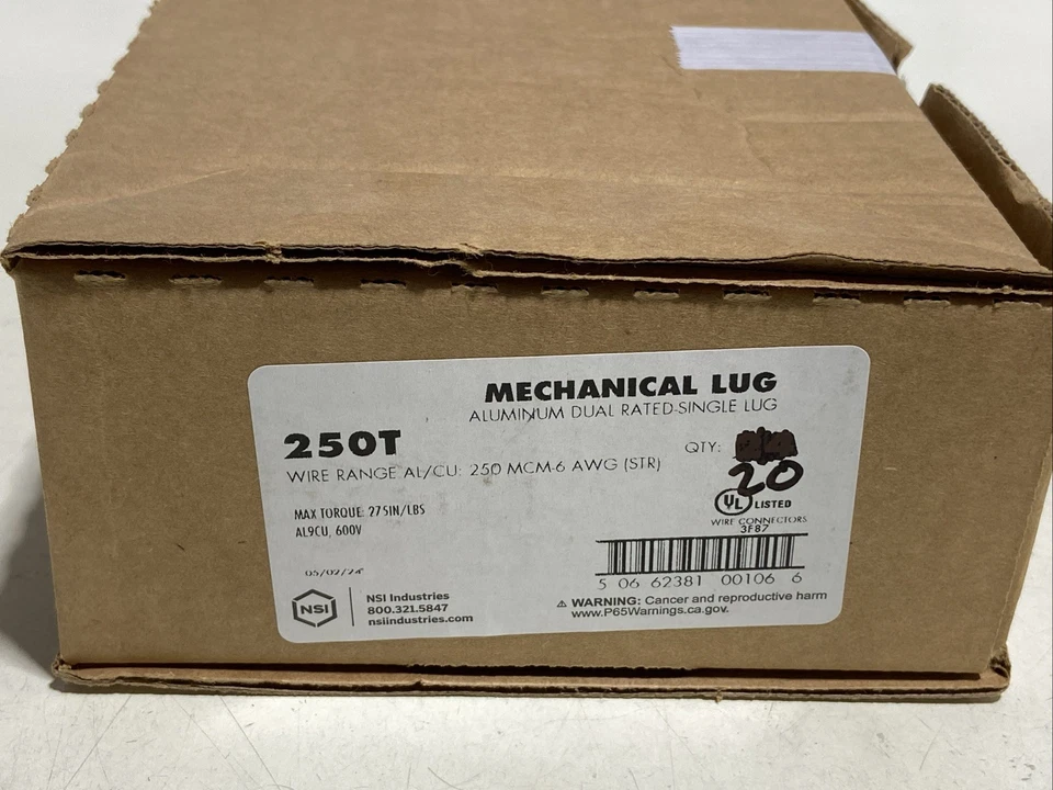 250T Dual Rated Mechanical Lug Box Of 20 - image 2 of 3