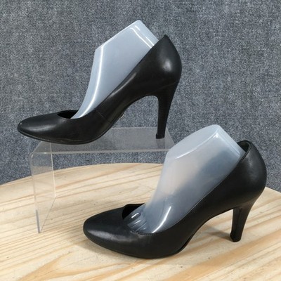 Minelli Dress Pump Shoes Womens 36 Slip On Casual Heels Almond Leather Black