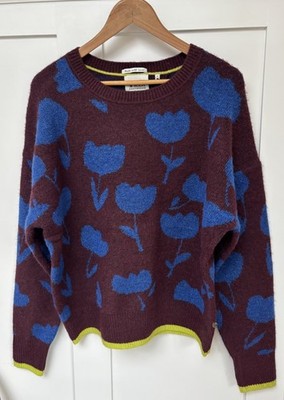 Scotch & Soda Amsterdam Damen Pullover Gr. M Burgund Tulpe Blau Strickpullover Kuschelig
