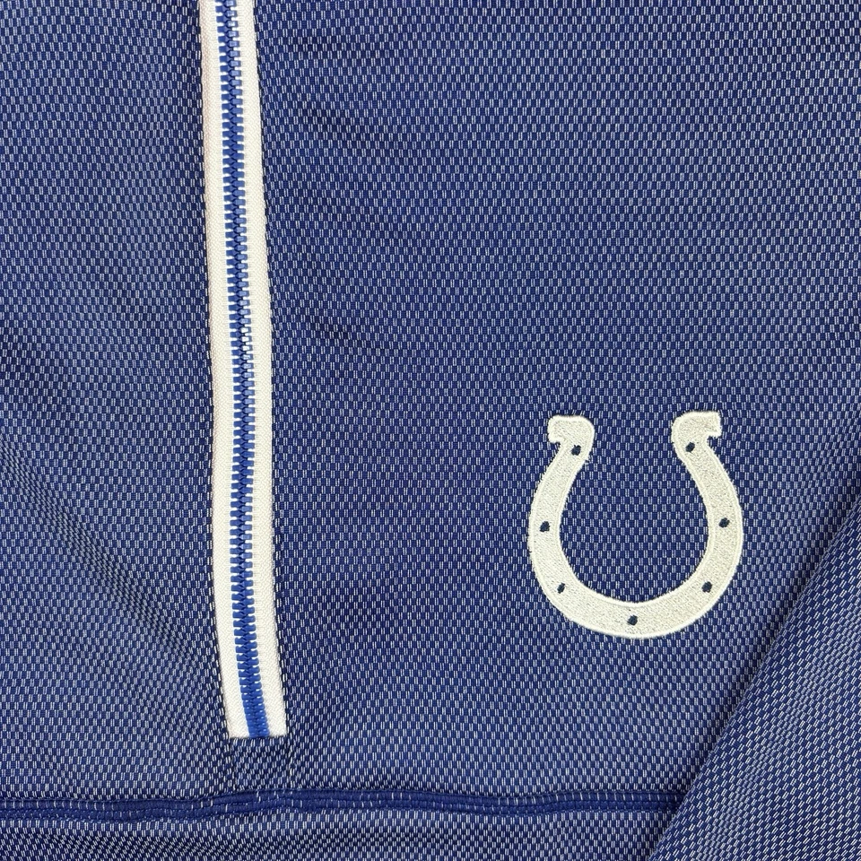 Pulôver masculino Indianapolis Colts quarto de zíper XL azul branco desempenho NFL - Imagem 4 de 4