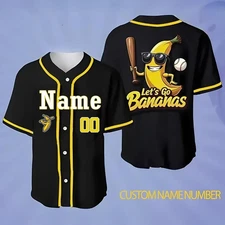 Custom Savanah Bananas Baseball Jersey - Adults, Kids and Youth