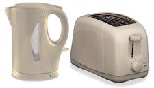 Quest Kettle 1L + Toaster 2 Slice Cream Low Wattage Caravan Motorhome Boat Van