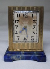 Cartier 14K Gold Lapis Miniature Mantle Clock European Watch & Clock Co SN-12819