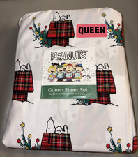 Peanuts Snoopy Doghouse Queen Sheet Set 4 Pc Berkshire Christmas Winter Sheets