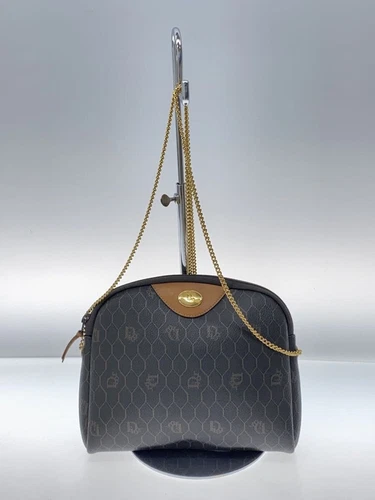 Sac à bandoulière Christian Dior Christian Dior cuir noir motif intégral