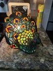 VTG Peacock Bird Stained Glass Tiffany Style Tabletop Desk Lamp