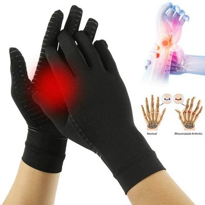 Copper Compression Gloves Arthritis Pain Relief Full Finger Hand Support