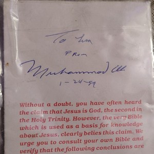 Authentic Muhammad Ali Autographed Pamphlet On Islam Inscribed 1-24-89