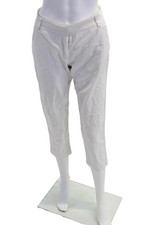 Diane Von Furstenberg Womens Four Pocket Mid-Rise Tapered Pants White Size 2