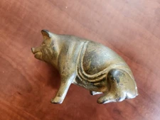Antique A.C Williams “Seated Pig" Cast Iron Still Piggy Bank
