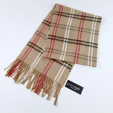 New Steve Madden Mid Weight Camel Tan Plaid Muffler Scarf