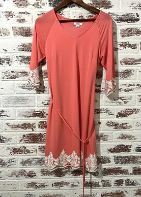 cato dresses Dress Coral Salmon Sheath Lined Embroidered Trim Sz S It features a super Beige Wedding Guest Dresses Slip dress with lace Size:L (PREORDER) Denture place