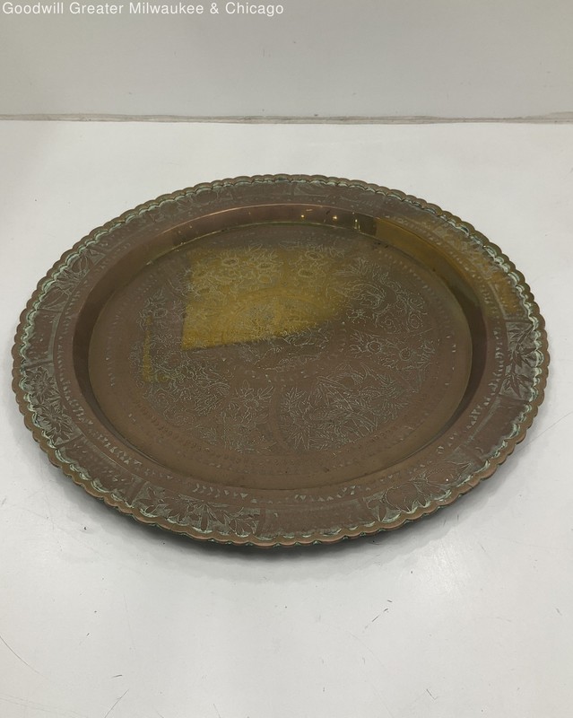 Vintage Indian Handmade Brass Serving Tray